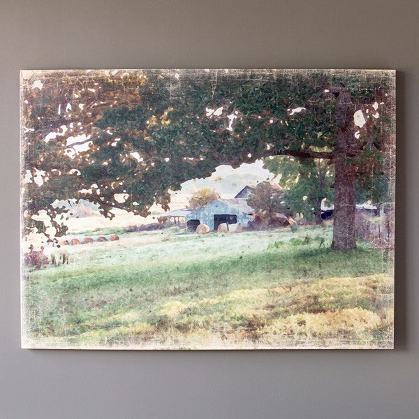 Distressed Watercolor Barn Print On Canvas