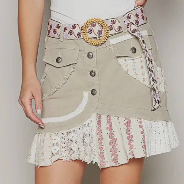 Flare Skirt with patchwork