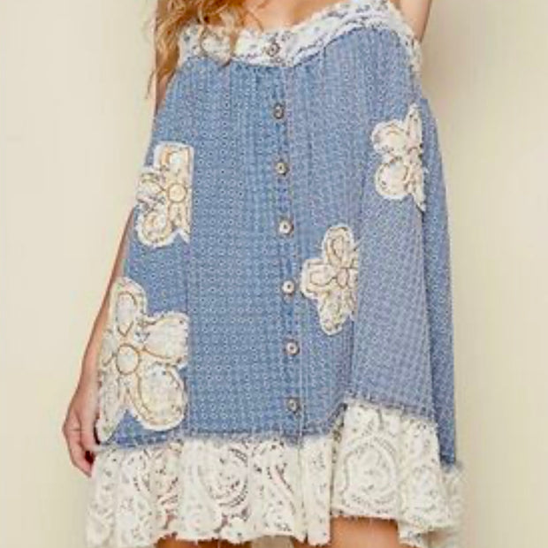 POL Vintage Charm Floral Patchwork Dress