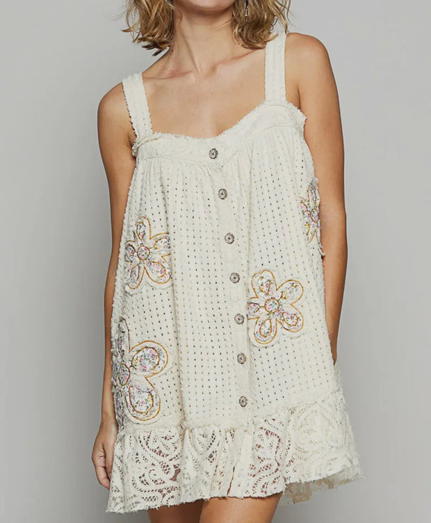 POL Vintage Charm Floral Patchwork Dress