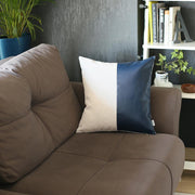 Boho Throw Pillow Navy Blue Mixed Design Set of 2 Vegan Faux Leather Solid for Couch, Bedding