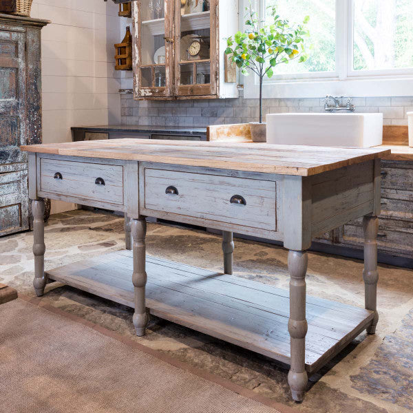 Painted French Island with Old Elm Top.