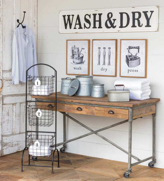 Embossed Metal Wash and Dry Sign