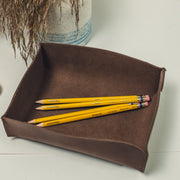 Leather Storage Bins in Distressed Walnut