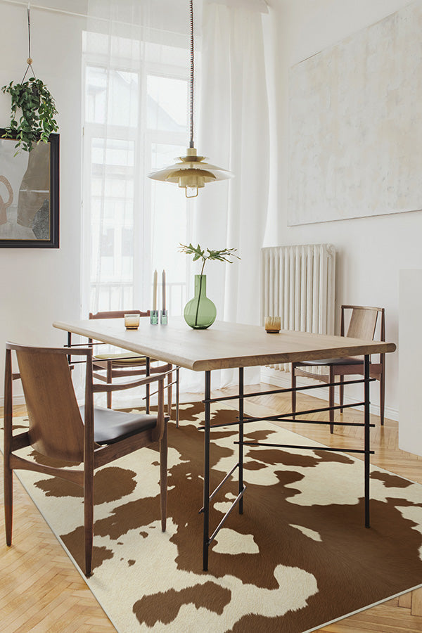 Tan &amp; Ivory Faux Cowhide Rug